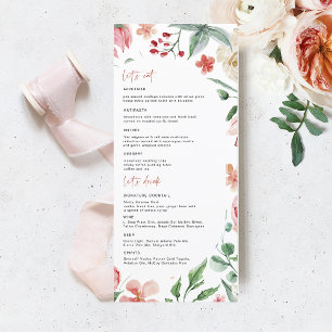 Crème & Rosa Primavera Florals Menu Wedding