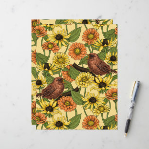 Crenças e flores em amarelo pálido