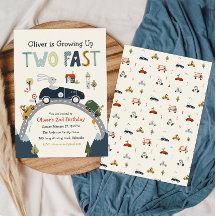 Crescendo Dois Carros Rápidos Convite Aniversário