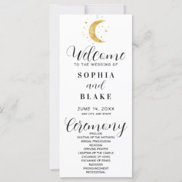 Crescent Moon Starry Night White Weding Program