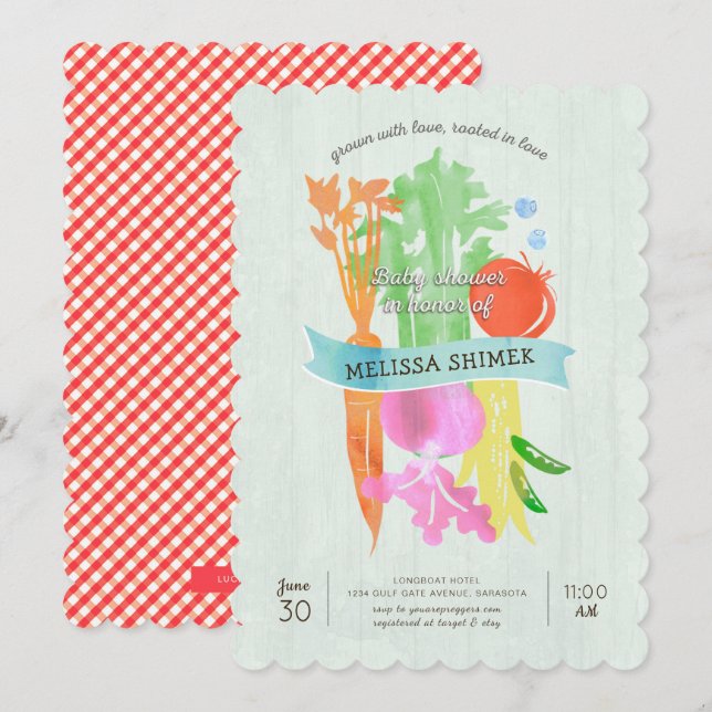 Crescido com convite do chá de fraldas do jardim (Frente/Verso)