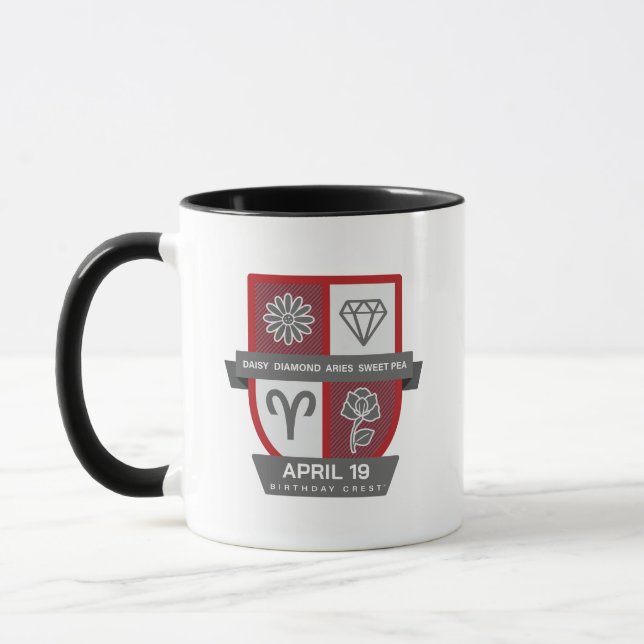 Crest™ de Aniversário de Áries para Caneca de 1 a  (Esquerda)