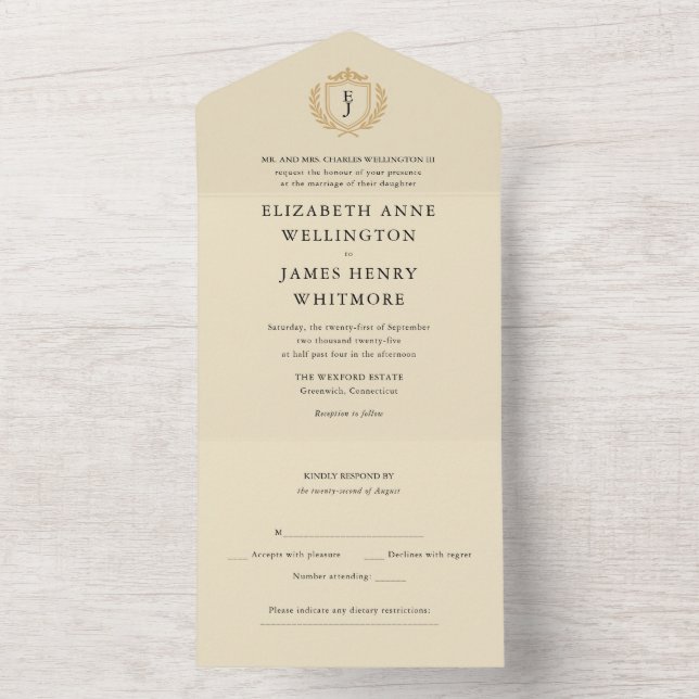 Crest de Antigo Dinheiro Elegante - Casamento em M (Interno)