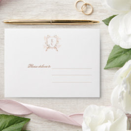 Crest Floral Elegante Monograma Casamento