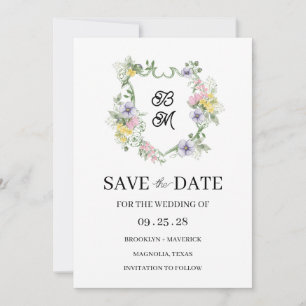 Crest Monograma Floral Formal de Casamento