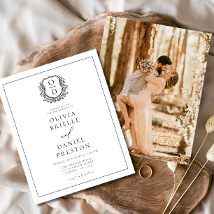 Crest Monograma Formal de Folhas Foto Casamento