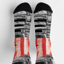 Crew Socks – Red Pulse Abstract Design