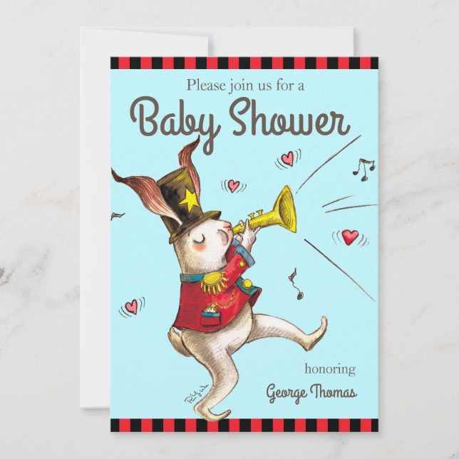 Criador de Música! Cartão de convite para o coelho (Frente)