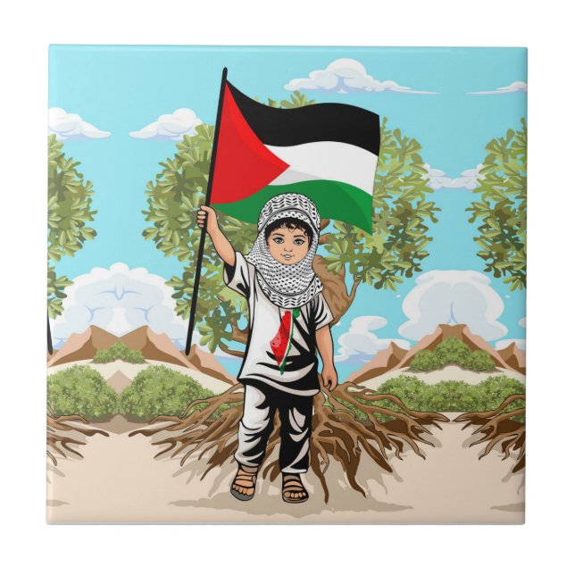 Criança com a bandeira Keffiyeh Palestine (Frente)