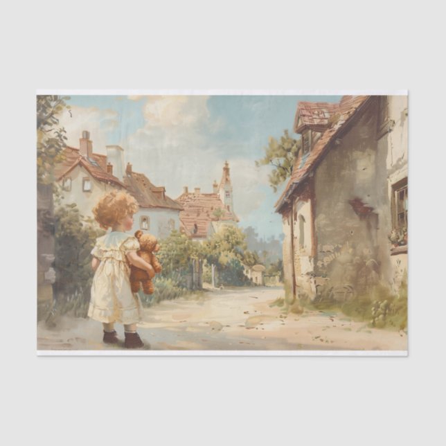 Criança Com Papel De Decoupage Do Urso 2 Teddy (Frente )