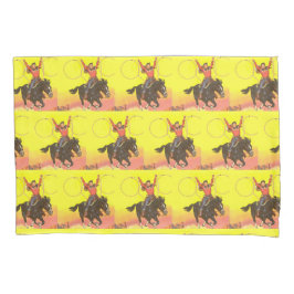 Criança Cowboy em Cavalo com Cordas na Cena S.W.