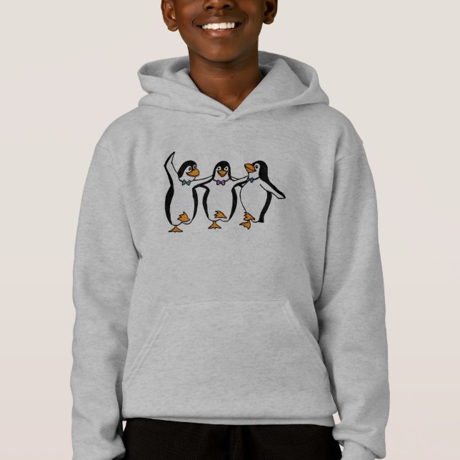 Criança Hoody dos pinguins da dança (Frente)