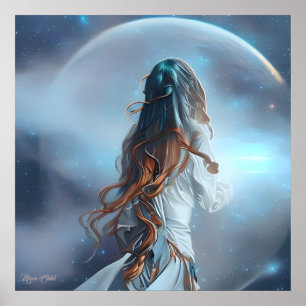 Criança Lua Arte Digital de Fantasia em Impressão