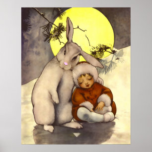 Criança Pequena Sonolenta com Poster de Berçário d