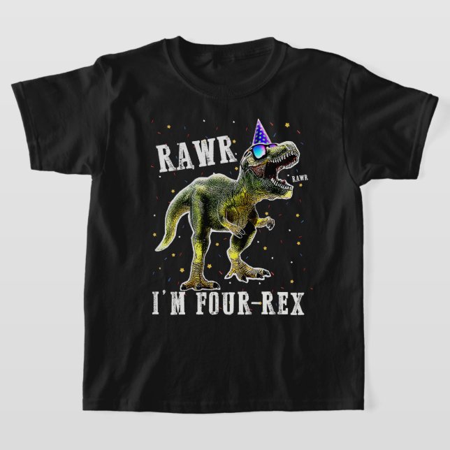 Crianças 44 T-Rex CAMISA DE Aniversário 4 anos T (Postura )