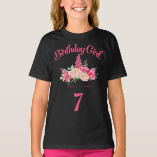 Crianças 7 de Aniversário Garota Unicórica Camisa 