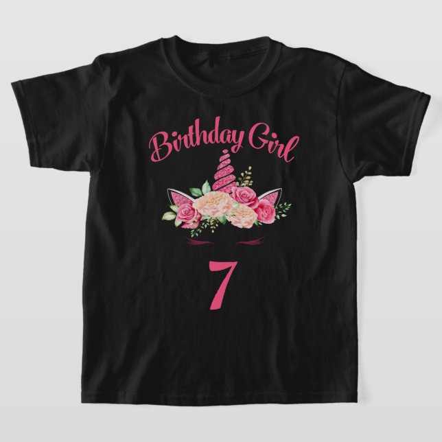Crianças 7 de Aniversário Garota Unicórica Camisa  (Postura )