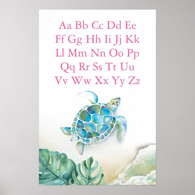 Crianças ABC Poster Tartaruga Tropical (Frente)