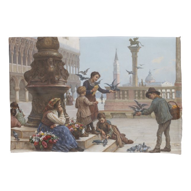 Crianças alimentando pombos em Veneza (por Paolett (Frente-Esquerda)