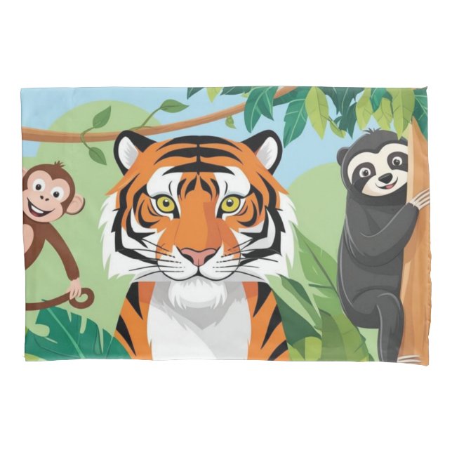 Crianças Animais Fofos Selva Tigre Macaco Pássaro (Frente)