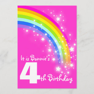 Crianças: Arco-íris, 4 anos, convite de aniversári