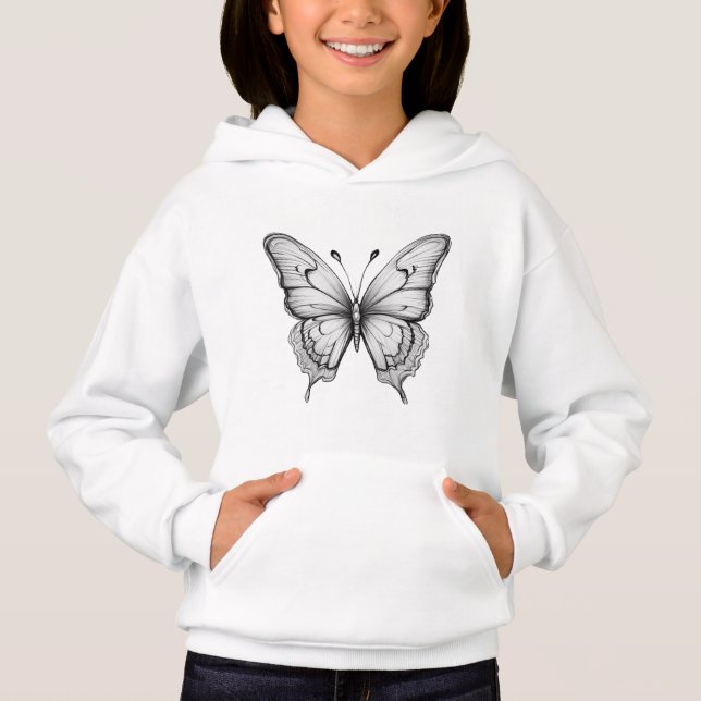 Crianças Borboleta Desenho Hoodie (Frente)