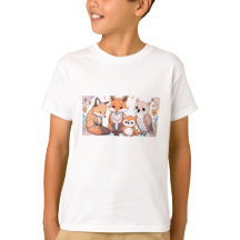 Crianças Camiseta Animal - Raposa e Coruja