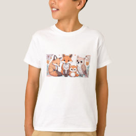 Crianças Camiseta Animal - Raposa e Coruja