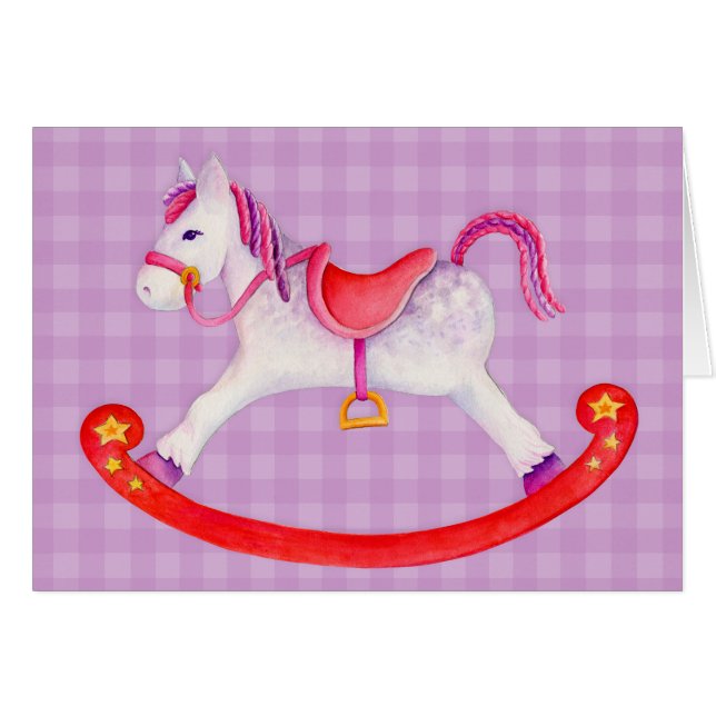 Crianças Cartões de cavalo de corrida, cor-de-rosa (Frente horizontal)