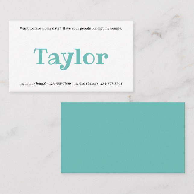 Crianças chamando de cartão para jogar com a garot (Frente/Verso)