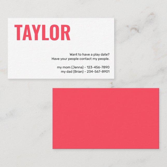 Crianças chamando de cartão para jogar com a garot (Frente/Verso)