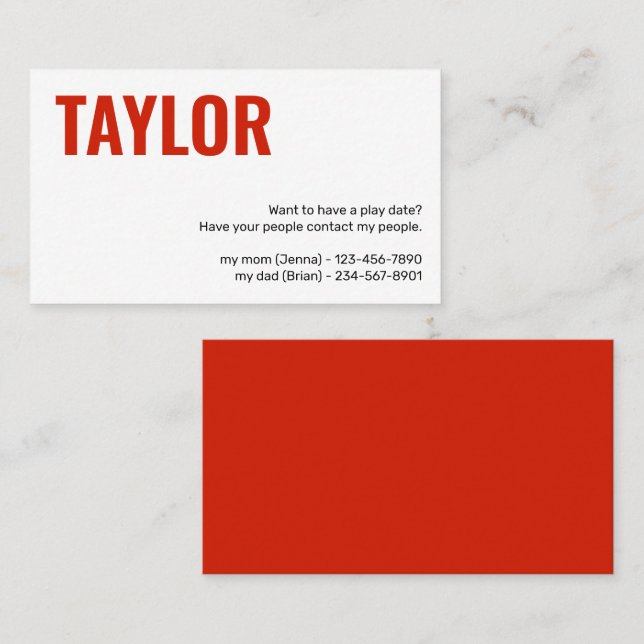 Crianças chamando de cartão para jogar com a garot (Frente/Verso)