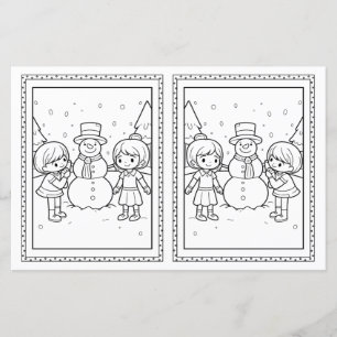 Crianças Colorindo Papel de Neve Cartão de Natal