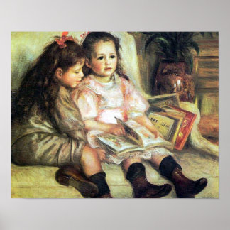 Crianças com Livros Renoir Impressão