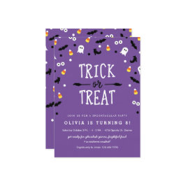 Crianças Convites de aniversário de Halloween Roxo