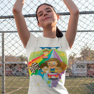 Crianças Correndo Em Uma Camisa Arco-Íris