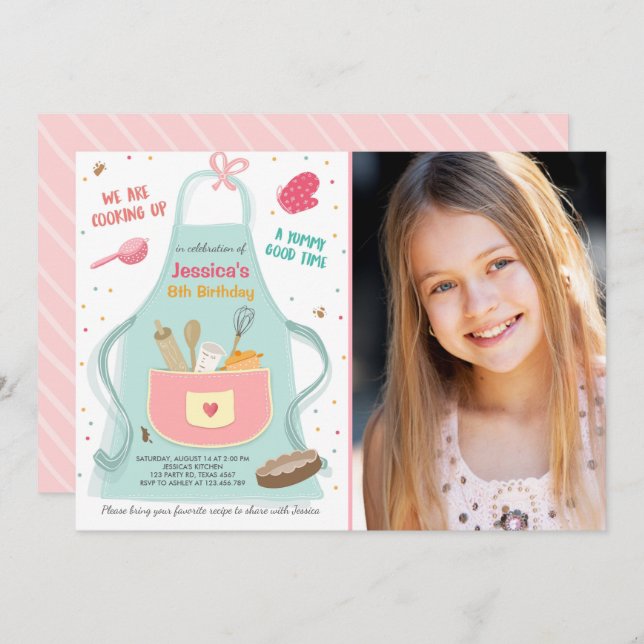 Crianças Cozinhar Convite de aniversário Cozinha B (Frente/Verso)