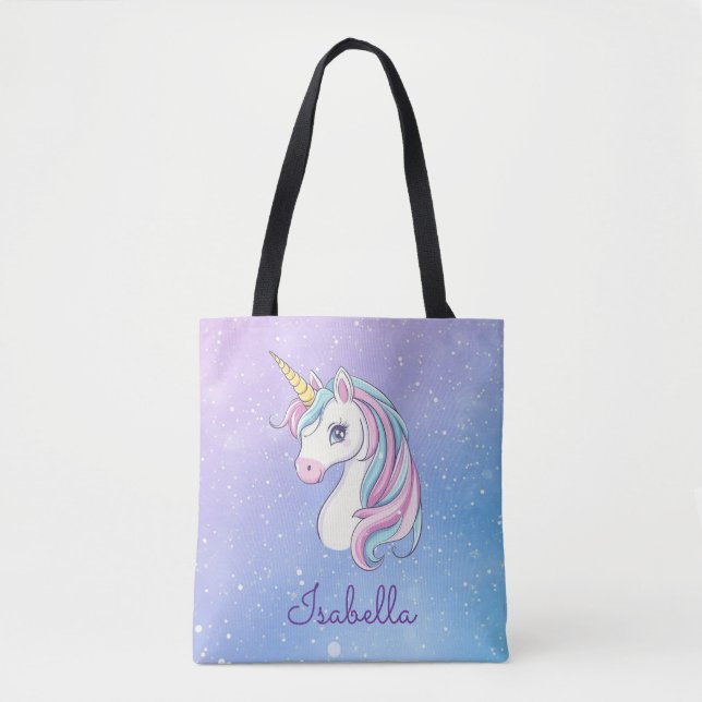 Crianças Cute Magical Unicorn Whimsical Tote Bag (Frente)