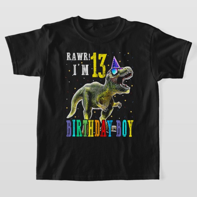Crianças de 13 anos Camisa 13 Aniversário T Rex Di (Postura )