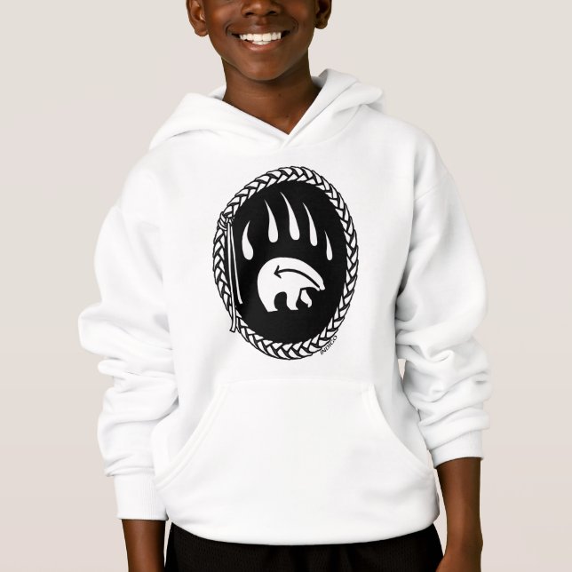 Crianças de Arte do Urso Tribal Hoodie Bear Kids H (Frente)