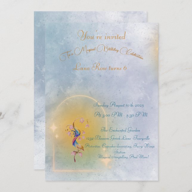 Crianças de convite para o aniversário de fadas má (Frente/Verso)