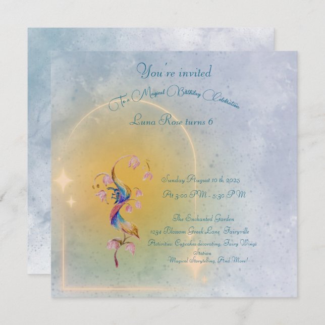 Crianças de convite para o aniversário de fadas má (Frente/Verso)