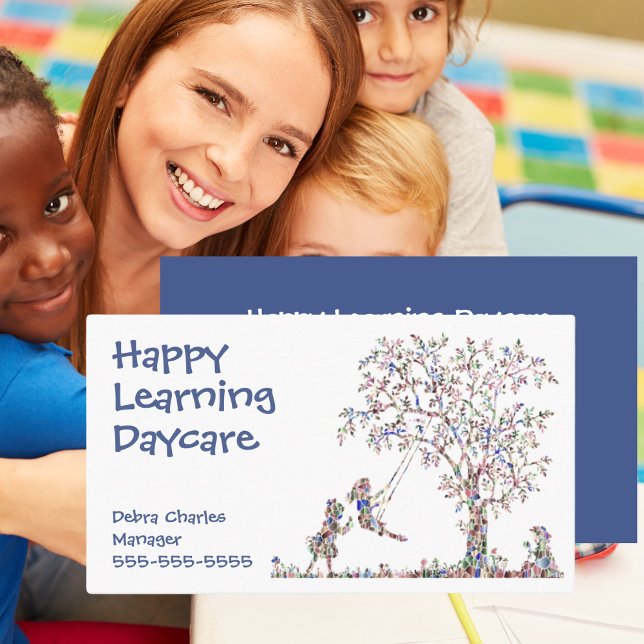 Crianças de creche Cartão de visita (Daycare Children Nature Blue Business Card
)