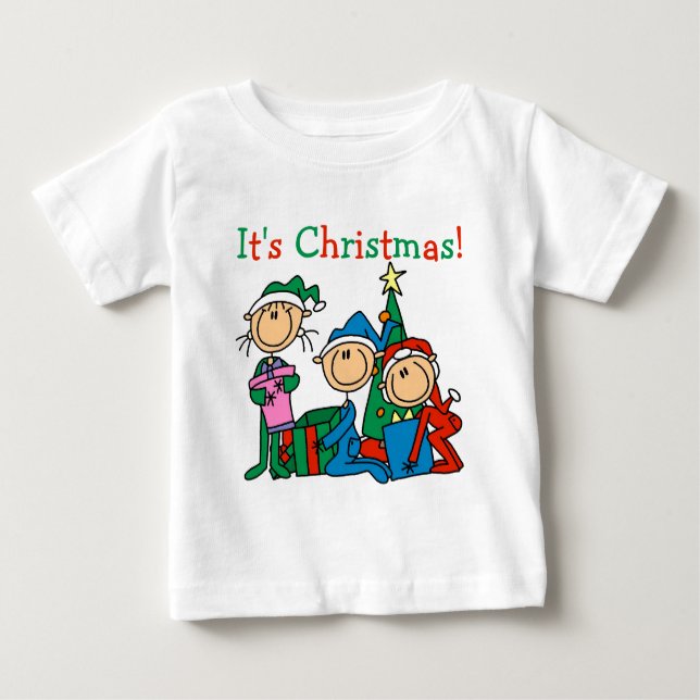 Crianças de fotos de Natal São Camisetas e present (Frente)