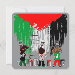 Crianças de Gaza pintando a bandeira da Palestina