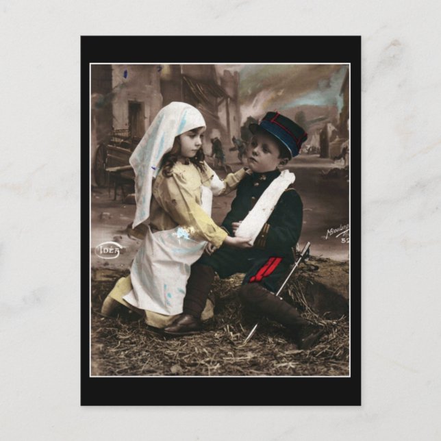 Crianças de Guerra - Cartão postal francês Vintage (Frente)
