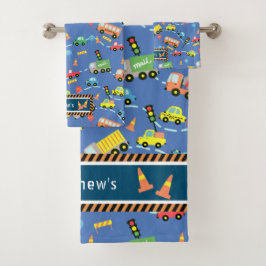 Crianças de Transporte Azul. Toalha de rosto