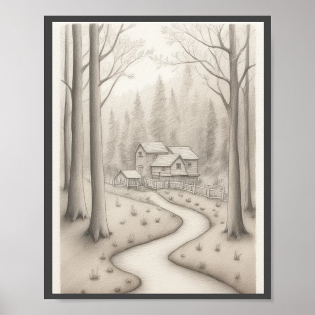 Crianças Desenhando muro de arte em casa poster (Frente)