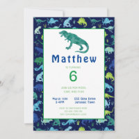 Crianças Dinossauro Festa de aniversário Watercolo
