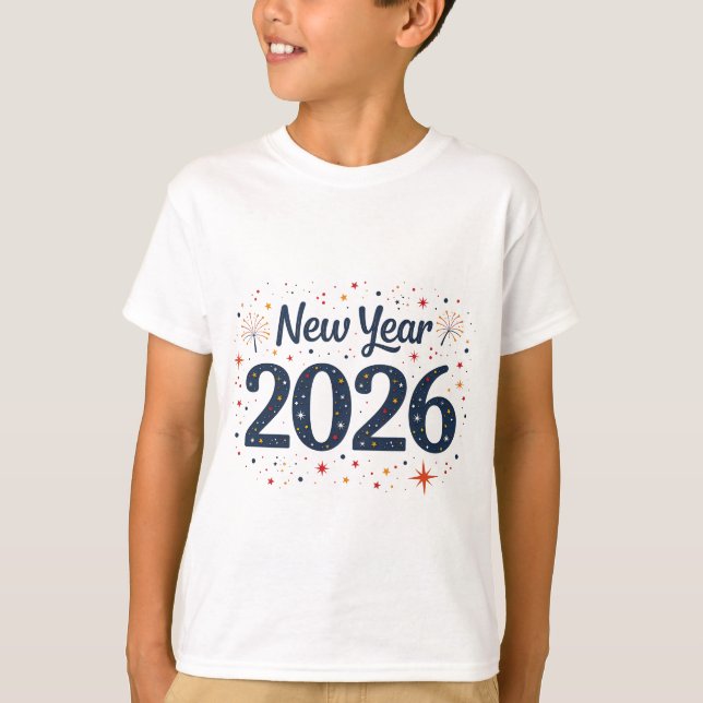 Crianças divertidas Camisa do Ano Novo 2026 com es (Frente)